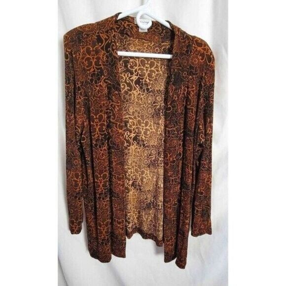 Draper's & Damon's Cardigan Blazer vtg Y2K XL Retro Open Kimono earth tones EUC - Picture 2 of 12